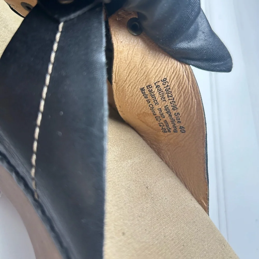 Dansko Serena Black Leather Slide Sandals Women’s Size 9-9.5